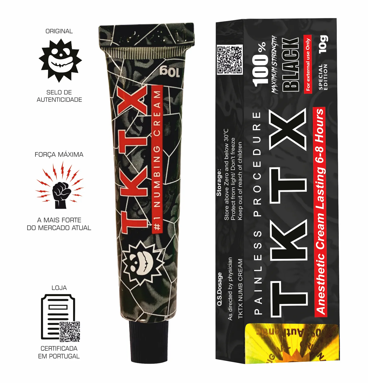 Creme cosmético TKTX Black 100% para conforto da pele em ambientes estéticos