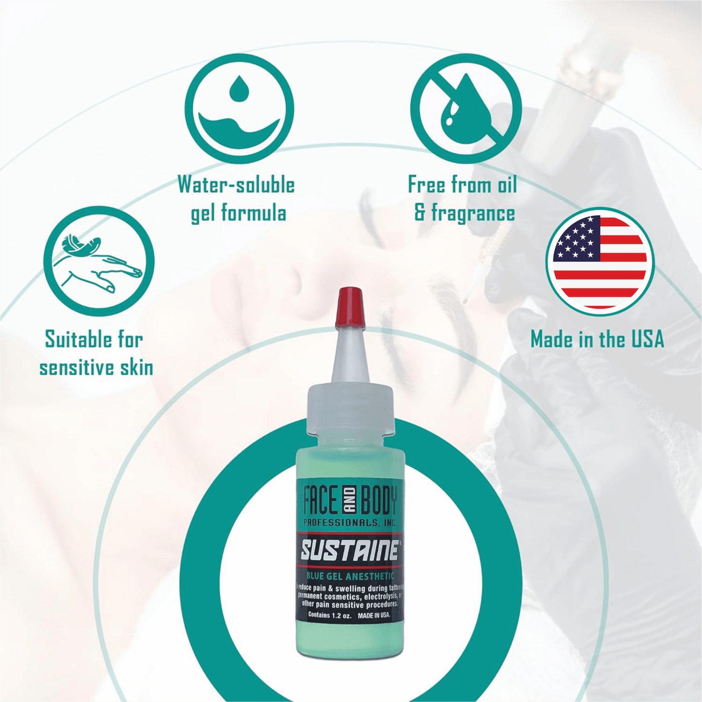 Sustaine® Blue Gel – Anestésico Micropigmentação | durante o procedimento 35ml