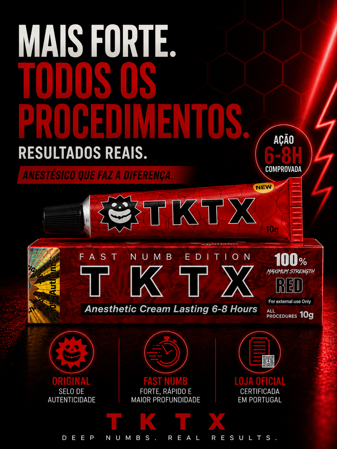 Pomada TKTX Red 100% - Edição Especial Fast Numb - Todos os procedimentos.