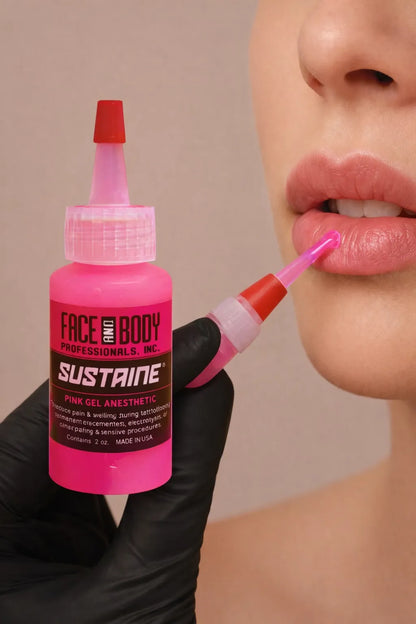 Embalagem do gel cosmético Sustaine Pink para uso estético profissional