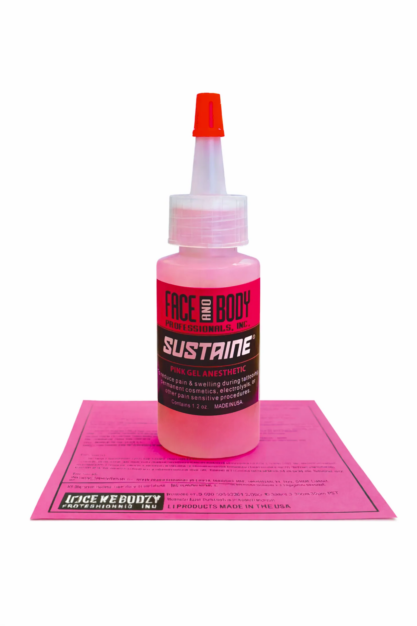 Gel cosmético Sustaine Pink para conforto da pele durante procedimentos profissionais