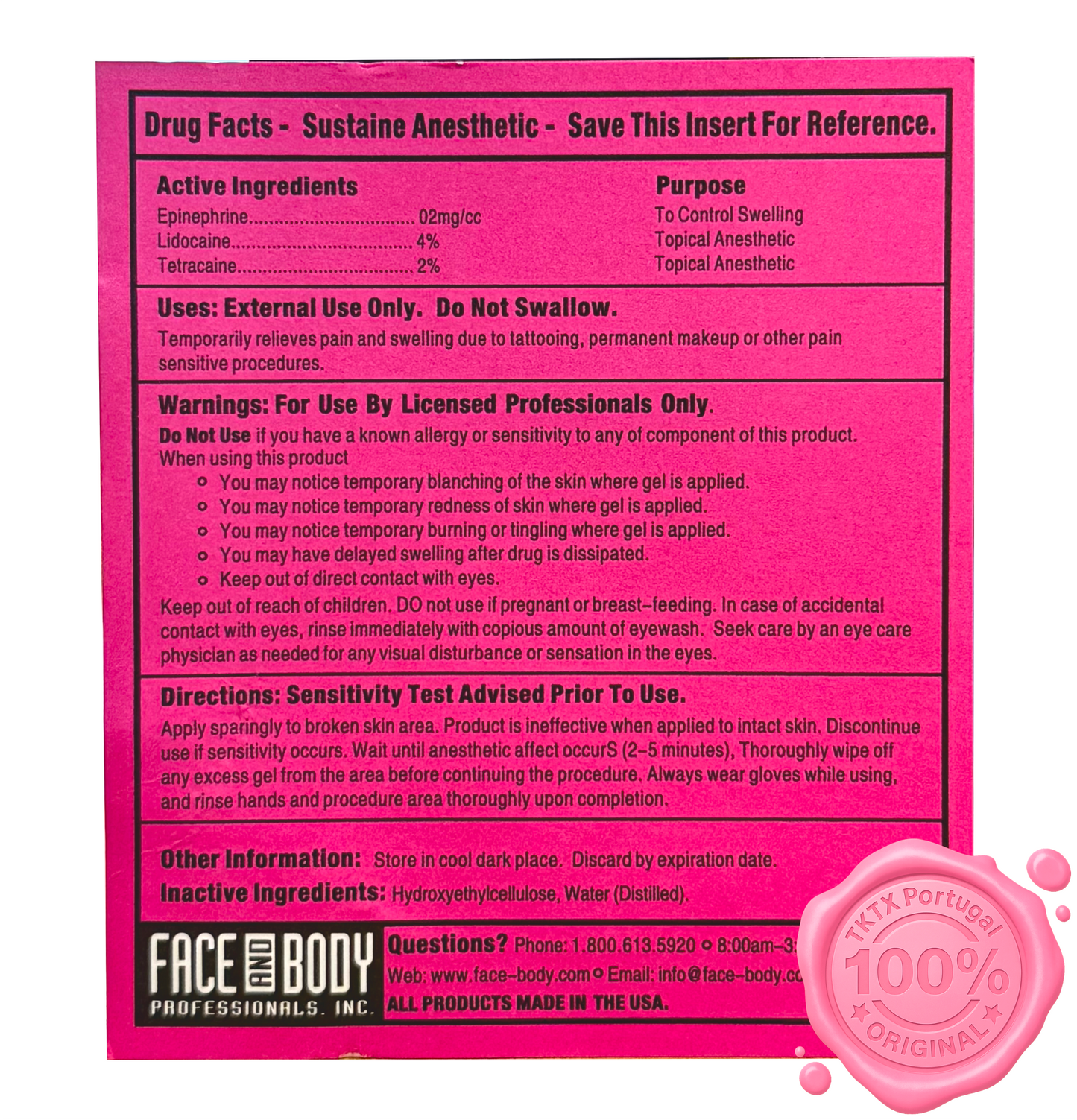 Sustaine® Pink Gel Anestésico –  Micropigmentação | Durante o procedimento 35ml