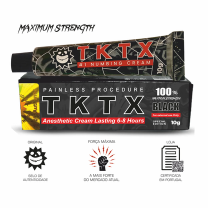 Produto cosmético TKTX Black 100% para conforto da pele em ambiente estético 