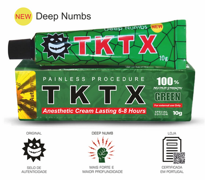 Creme cosmético TKTX Green 100% para conforto da pele em procedimentos estéticos