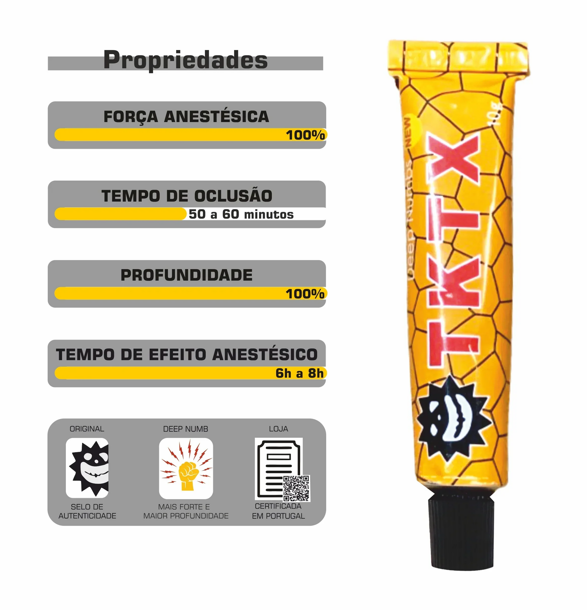 Creme cosmético TKTX Yellow 100% para conforto da pele em procedimentos estéticos