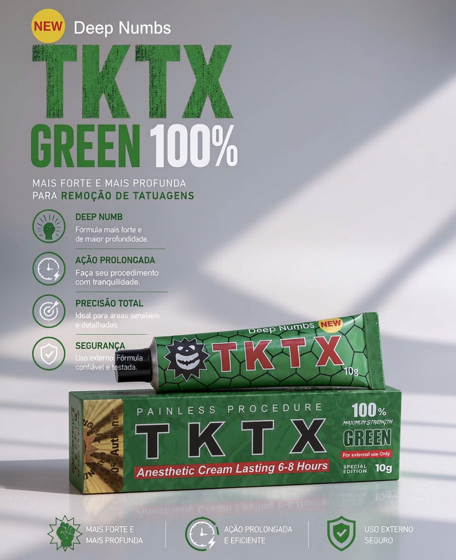 Pomada TKTX Green 100% - Conforto em procedimentos estéticos e artísticos.