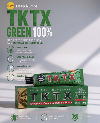 Pomada TKTX Green 100% - Conforto em procedimentos estéticos e artísticos.