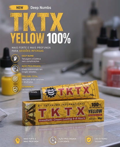 Pomada TKTX Yellow 100% - Conforto em procedimentos estéticos e tatuagens.