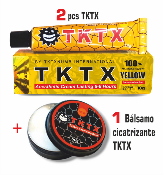 Pack TKTX Completo: 2 Pomadas Anestésicas TKTX Yellow 100% + 1 Bálsamo Cicatrizante